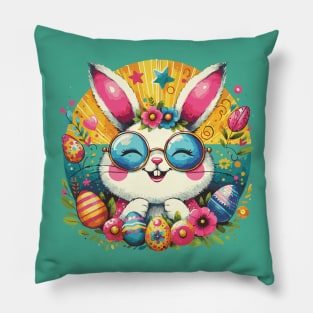 Happy Easter Groovy Retro Bunny Pillow