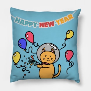 cat New year party girlfriend couple Pillow