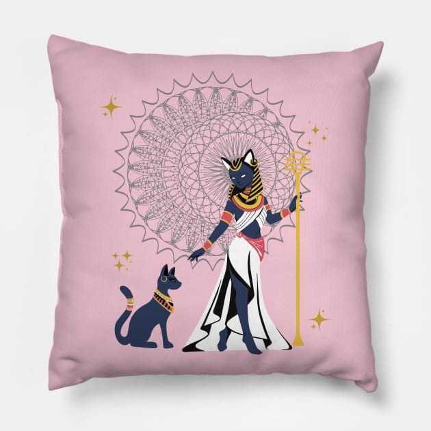 Egyptian Goddess Bastet Pillow by Hypnotic Highs