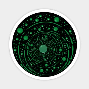 Green bubbles abstraction. Round digital drawing Magnet