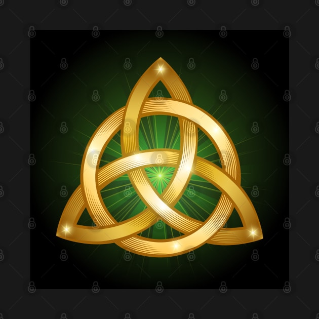 Celtic Trinity Golden Knot on black Background by devaleta