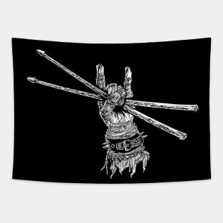 Devil Horns-Drumsticks-Drummer-Rock-Metal-Music Tapestry