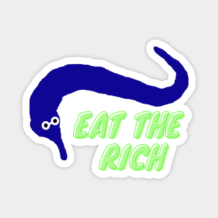 Worm on a string eat the rich Blue Magnet