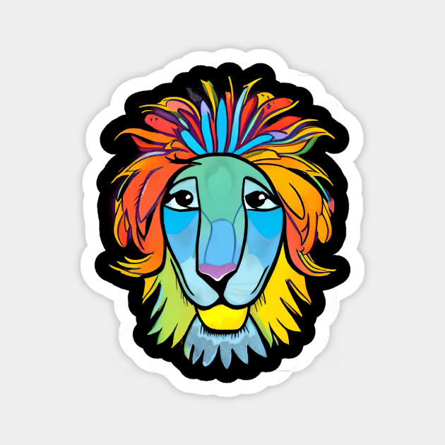Funny Colorful Artistic Lion Head Art - Lion - Magnet | TeePublic Funny Colorful Artistic Lion Head Art - Lion - Magnet | TeePublic