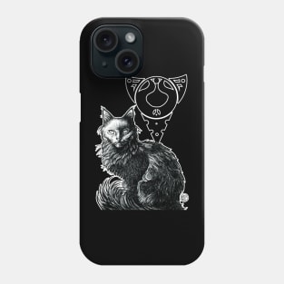 Magic Black Cat - White Outlined Version Phone Case