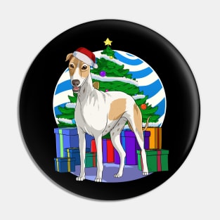 English Greyhound Dog Cute Santa Christmas Gift Pin