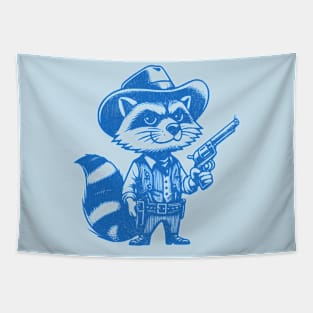 Sheriff Raccoon in Blue - Wild West Adventure Vintage Design Tapestry