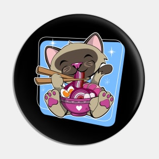 Cat Eating Ramen Lesbian Pride Pin