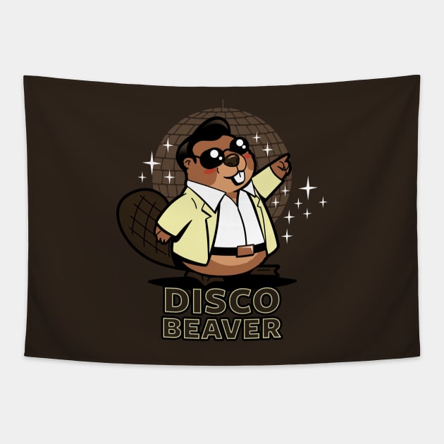 Disco Beaver Original Kawaii Cute Funny Retro 70's Beaver Cartoon Meme Tapestry by BoggsNicolas