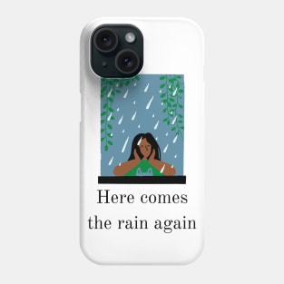 Here Comes The Rain Again Pastel Blue Print Phone Case