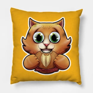 SNAX Kitten eating sandwich Pillow