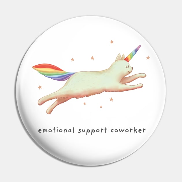 Emotional Support Coworker with Unicorn Cat Gift for co-workers Pin by GosiaArtGarden