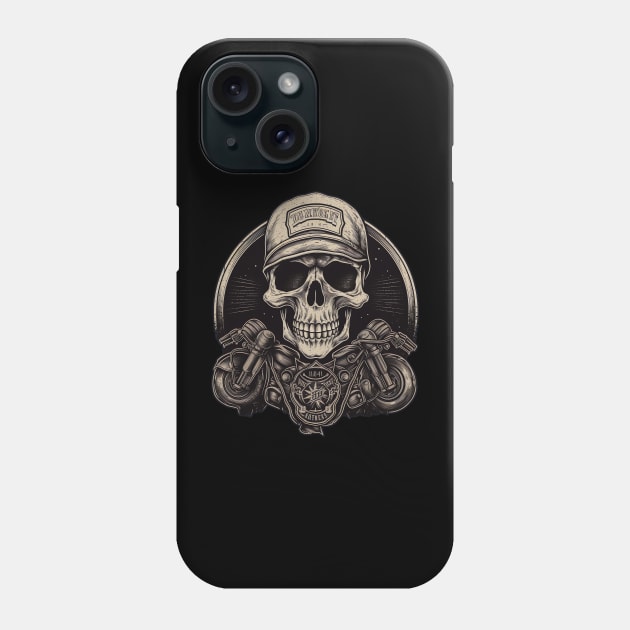 Skull Retro Motorcycle Vintage Phone Case by Nenok