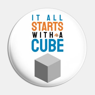 It all starts with a cube / 3d artist gifts / blender lover / CGI artist Pin