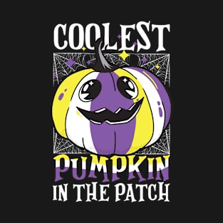 Gender Fluidity Coolest Pumpkin In The Patch Non-Binary Flag Jack O’ Lantern T-Shirt