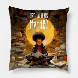 Black History Month: Black Authors Matter on a Dark Background Pillow