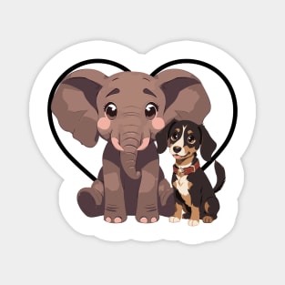 Elephant and Dog Friends Magnet