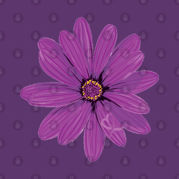 Dark Purple Daisy with hidden Heart Awareness Ribbon by CaitlynConnor