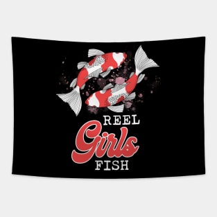 Reel Girls Fish Fishing Funny Fisherwoman Mom Fishing Tapestry