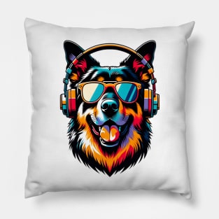 Deutscher Wachtelhund Smiling DJ in Japanese Art Pillow