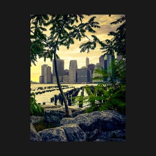 New York City Sunset Manhattan Skyline Brooklyn T-Shirt