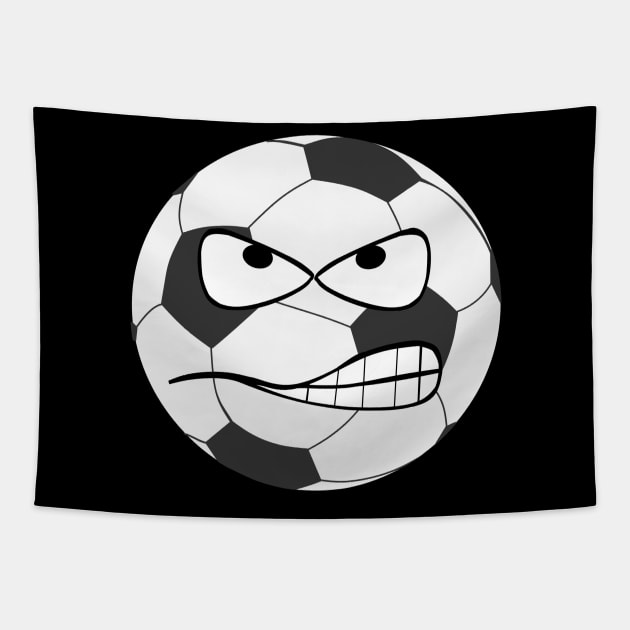 Scary and Angry Football/Soccer Ball Rage Tapestry by Normo Apparel