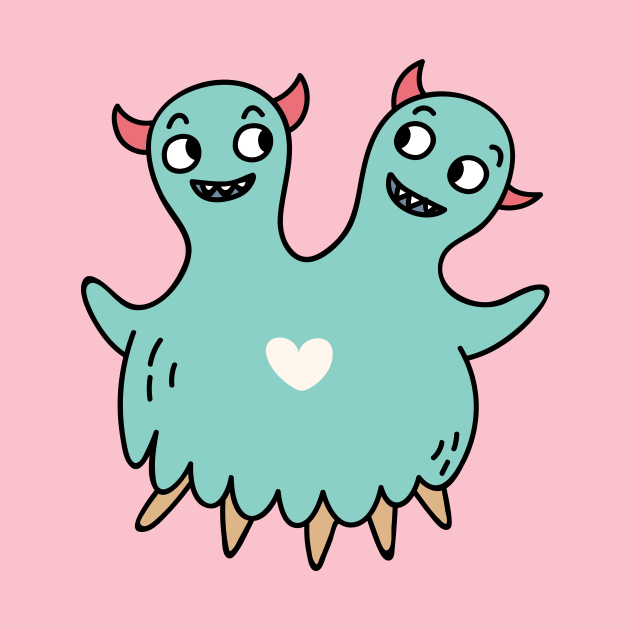 Cute Double-Headed Monster Doodle by SLAG_Creative