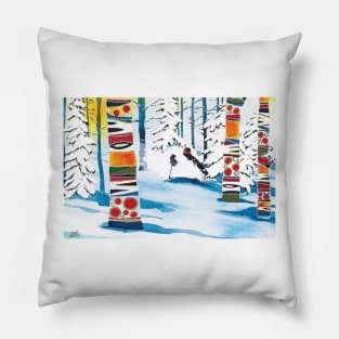 Skiing In Freshie Forest Pillow