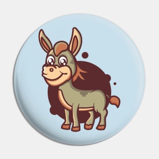 cute smiling donkey standing design Pin