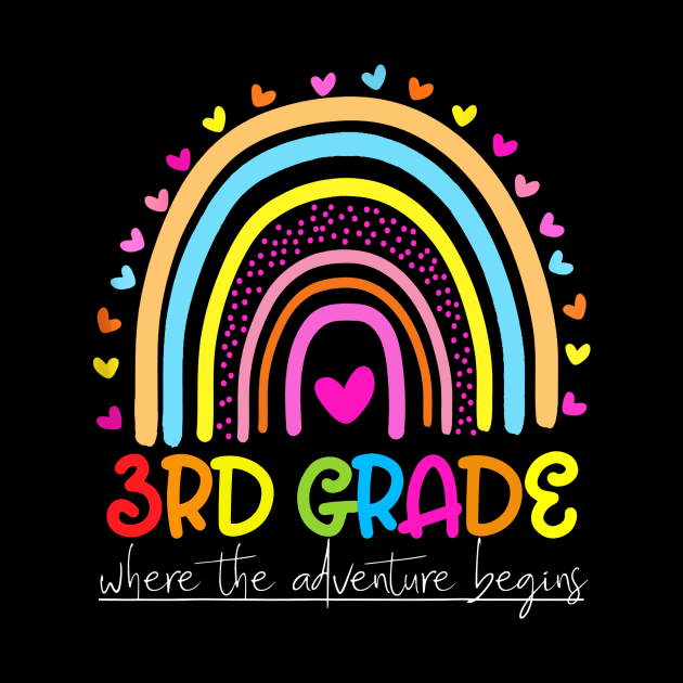 Rainbow 3rd Grade Where The Adventure Begins by Red and Black Floral