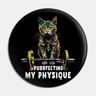 Gym, Workout or Fitness Gift Funny Cat in a Gym Pin