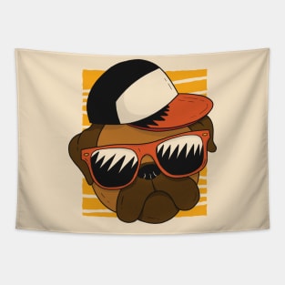 Cool Pug with Sunglasses and Cap Tapestry