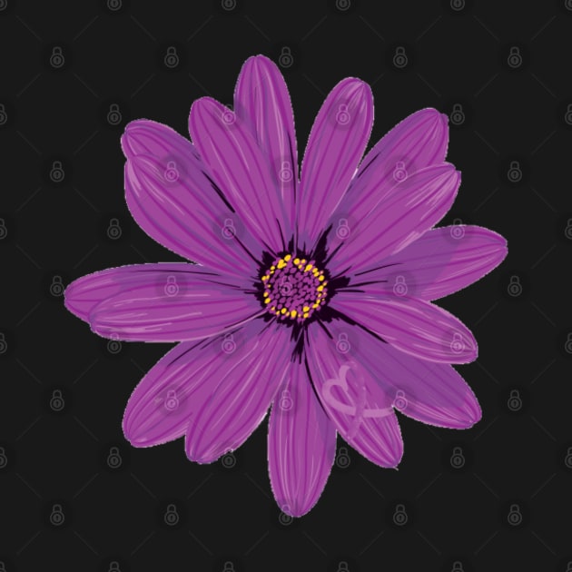 Dark Purple Daisy with hidden Heart Awareness Ribbon by CaitlynConnor