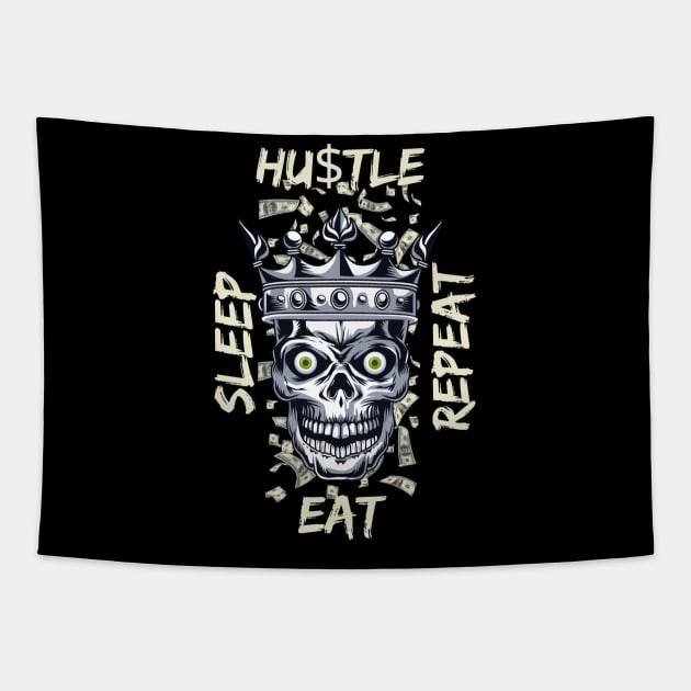 Eat Sleep Hustle Repeat Tapestry by Carantined Chao$