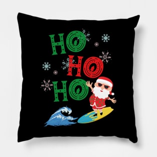 Santa Clause on Surfboard HoHoHo Pillow