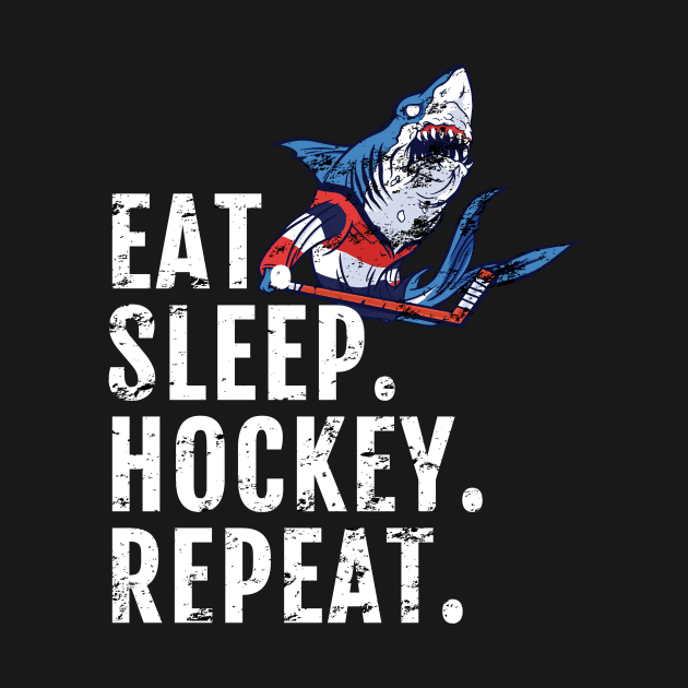 Eat Sleep Hockey Repeat, Hockey Shark Tees by WPKs Design & Co