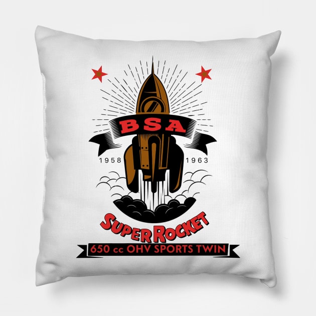 Vintage BSA Super rocket Motorcycle Pillow by MotorManiac