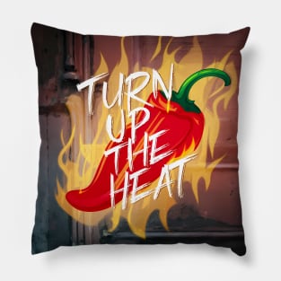 Turn Up The Heat, Hot Sauce Graffiti Design Pillow