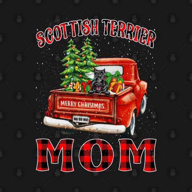 Christmas Scottish Terrier Mom Santa Hat Truck Tree Plaid Dog Mom Christmas by intelus