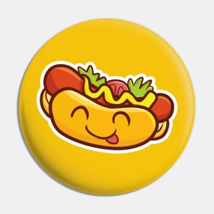 Kawaii smiling hot dog Pin