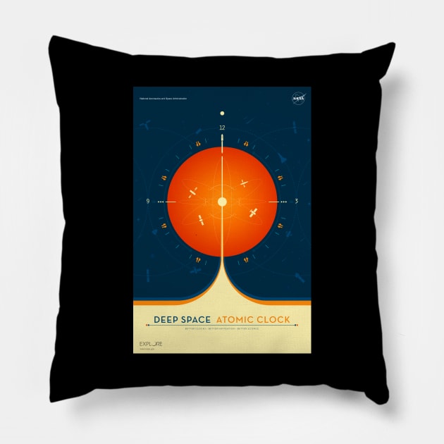 NASA Atomic Clock Mission Orange Pillow by RockettGraph1cs