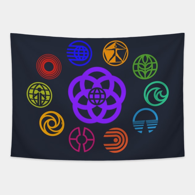 Vintage Logos Of EPCOT Tapestry by ThisIsFloriduhMan