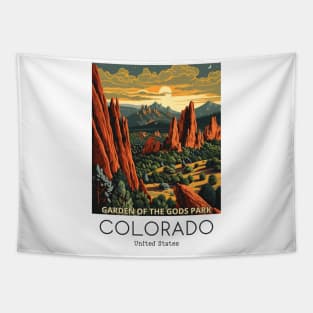 A Vintage Travel Illustration of the Garden of the Gods Park - Colorado - US Tapestry