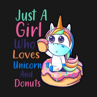 Just A Girl Who Loves Unicorn And Donuts Donut Day T-Shirt