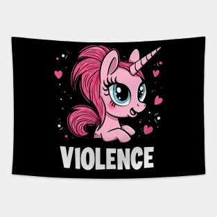 Pink unicorn for violence Tapestry