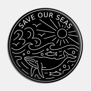 Save Our Seas Ocean Conservation Line Drawing Pin