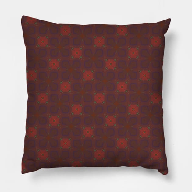 Red Rose and Checker Board Pattern - WelshDesignsTP003 Pillow by WelshDesigns