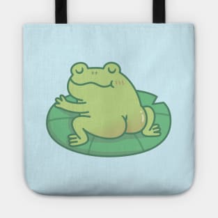 Frog With Cute Butt Resting On Lily Pad Tote