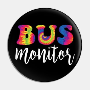 Retro Bus Monitor Tie Dye Day Hello Back To School Groovy Pin