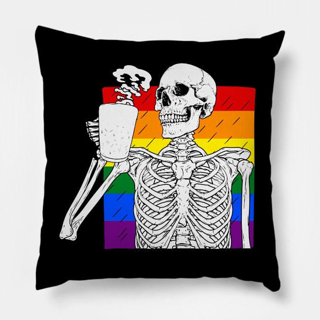 Skeleton and Coffee LGBT | LGBT Pride Pillow by ZiaZiaShop